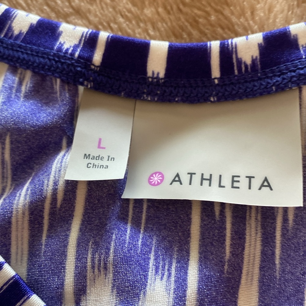 Athleta Purple Ikat Ruched Side Tank Top Women’s Large Sleeveless - Picture 5 of 5